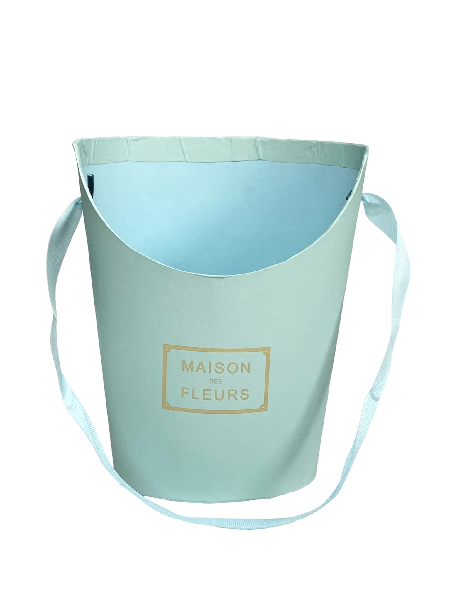 Коробка-сумка полукруглая с ручкой (гофра) 19*15*11,5см тиффани Maison des Fleurs
