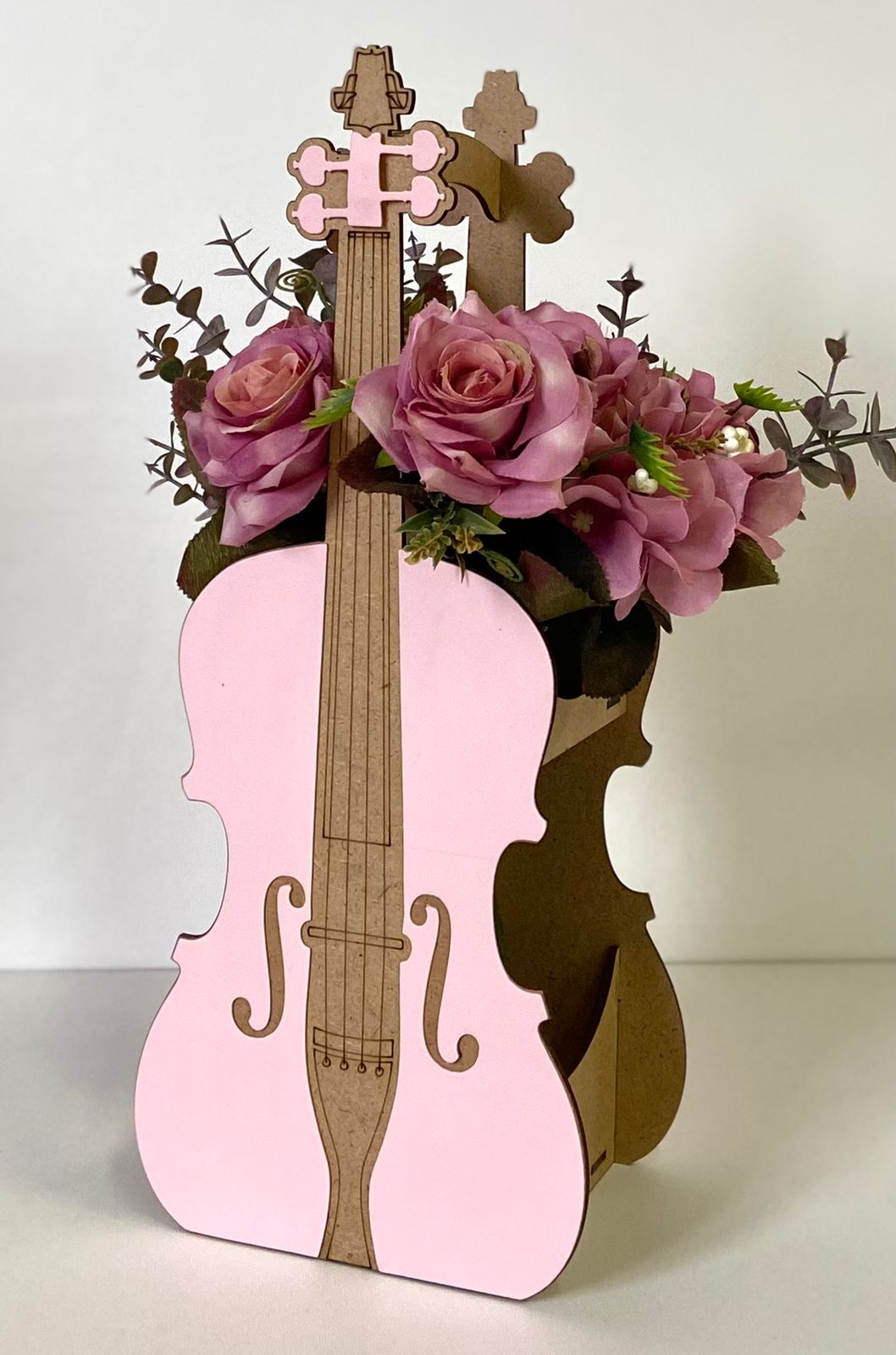 Ящик ДВП скрипка 38*15,5*10,5см нежно-розовая